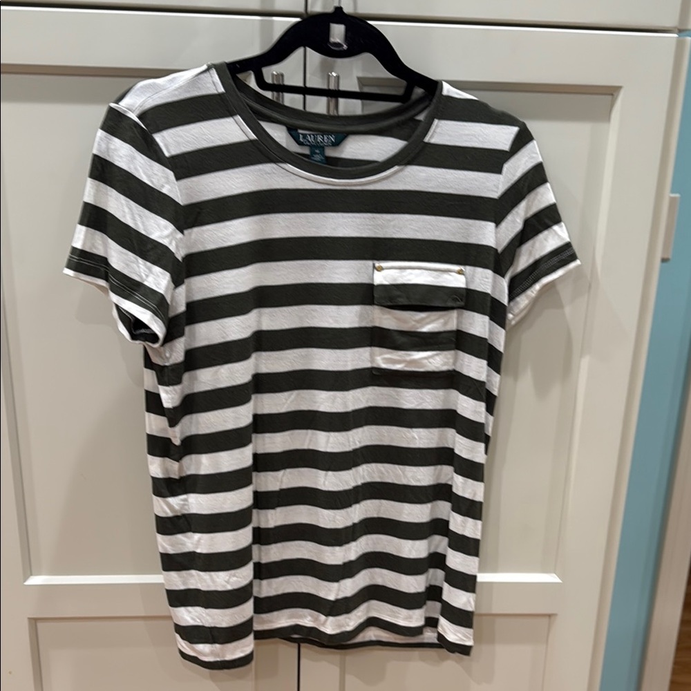 Lauren Ralph Lauren White and Green Short Sleeve Tee